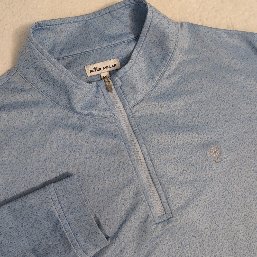 Peter Millar 1/4 Zip Performance All Over Golf Club 1900 CHC Men's 2XL Mint Cond